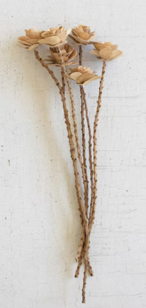 Bundle of 6 Wooden Roses