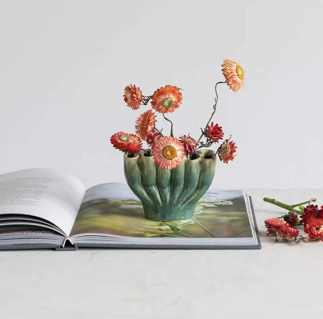 6 Section Green Vase