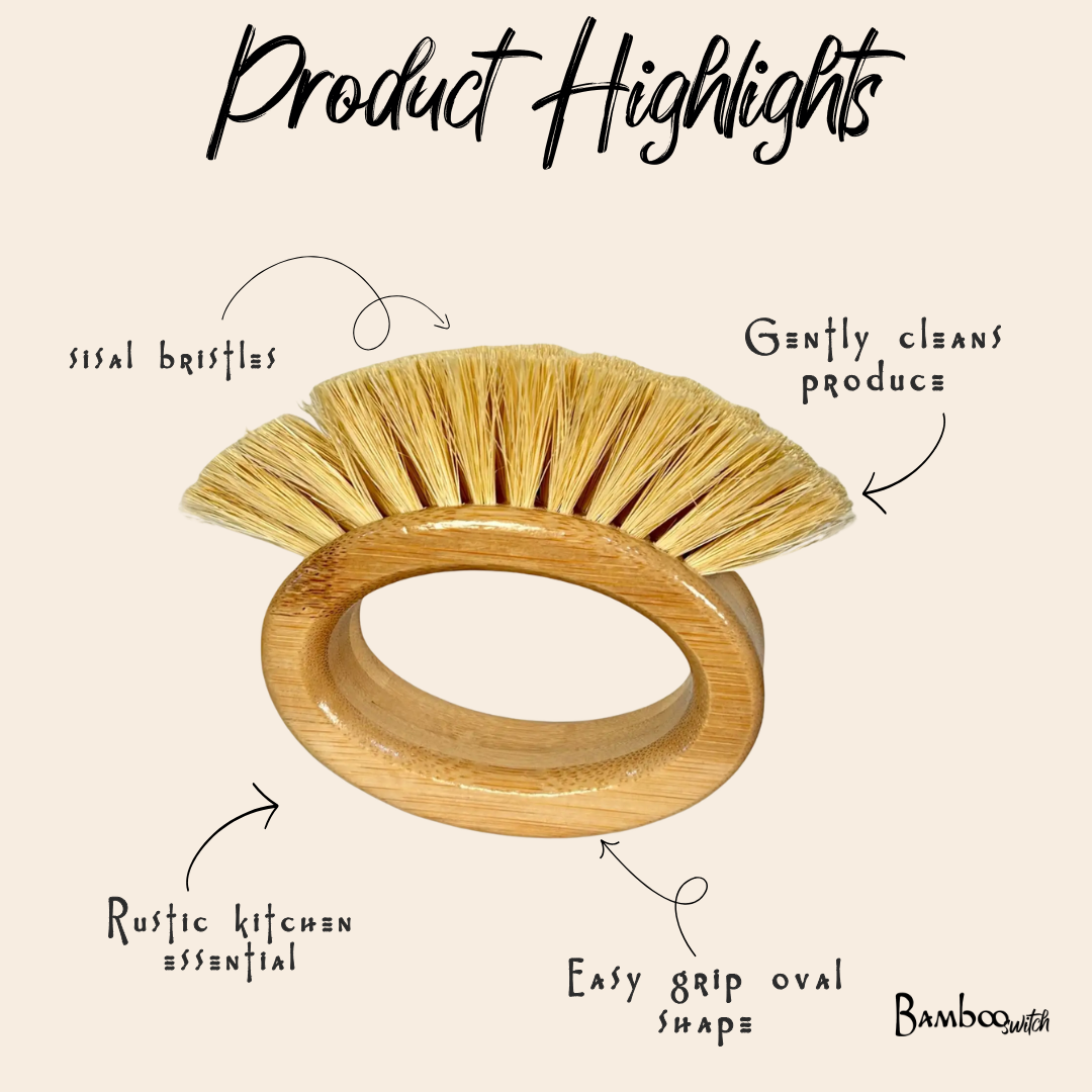 Bamboo Oval Vegetable Cleaning Brush
