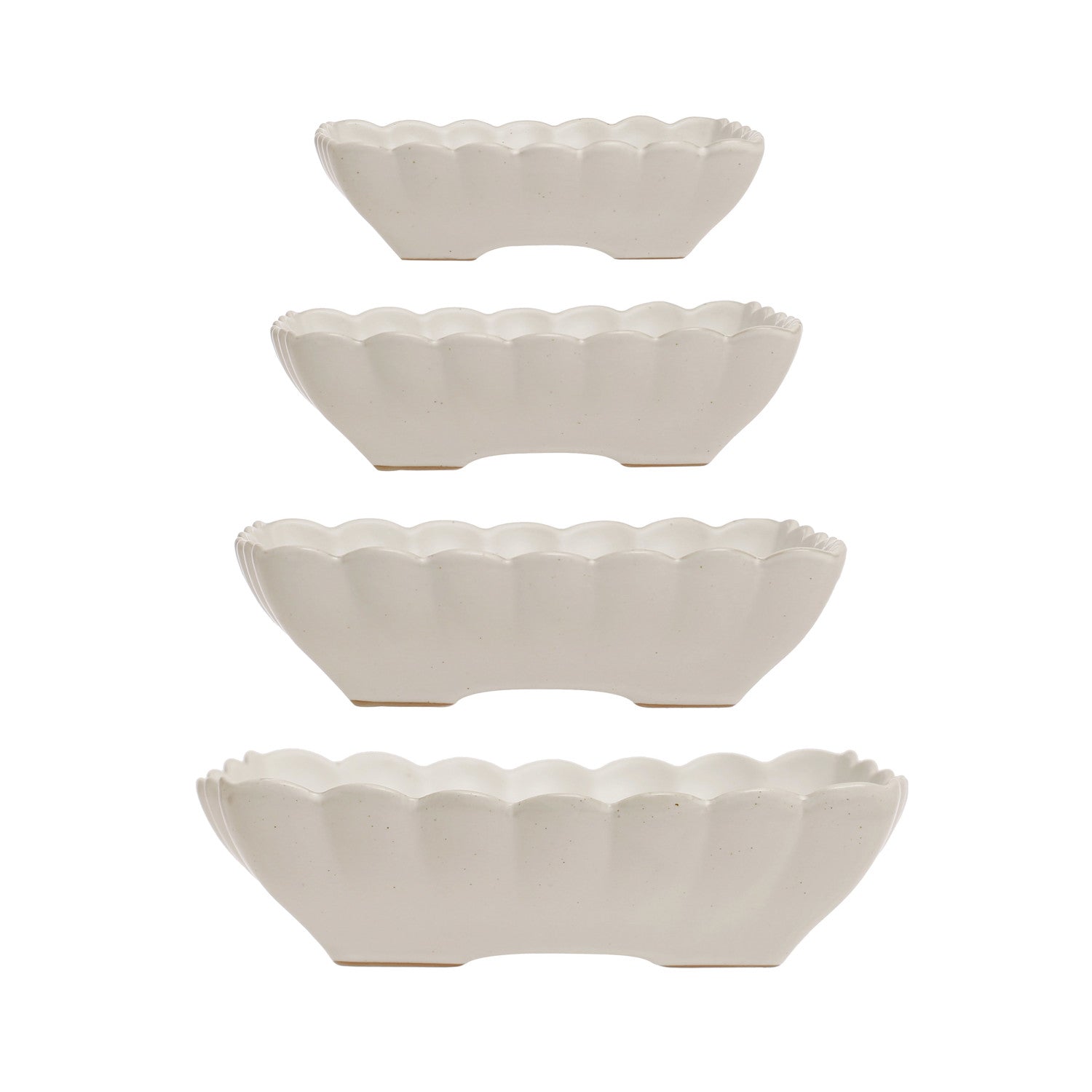 Serving Bowl with Scalloped Edge, Matte White