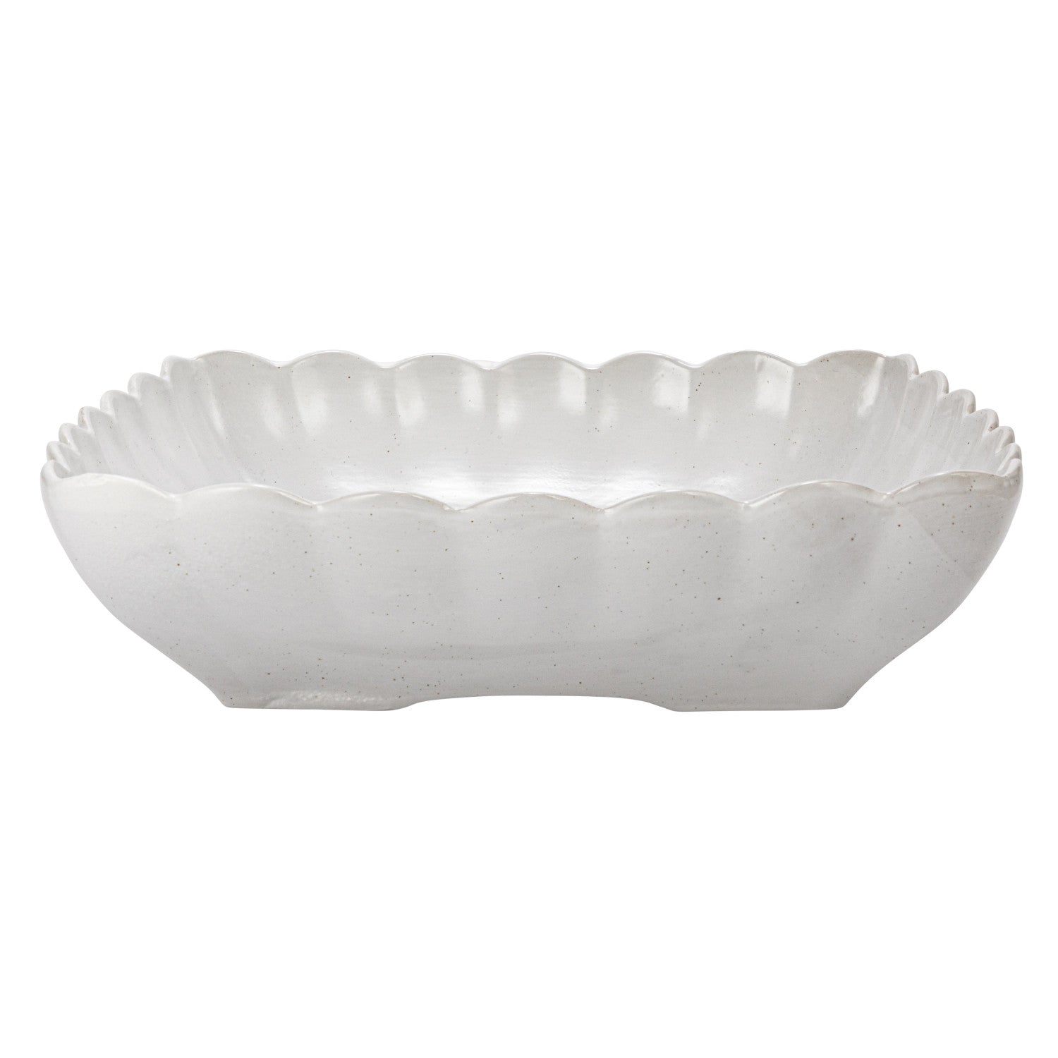 Serving Bowl with Scalloped Edge, Matte White