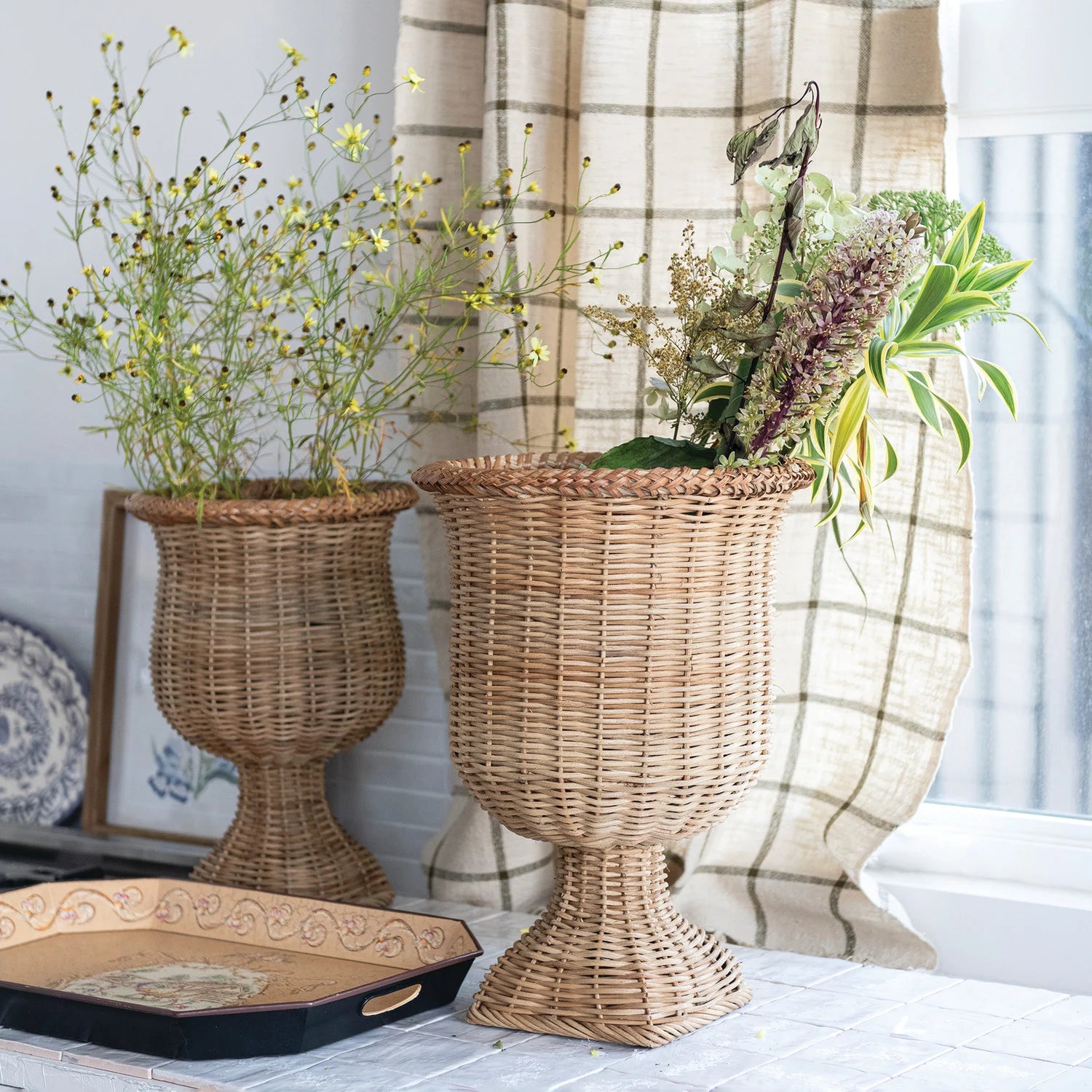 Handwoven Rattan Urn